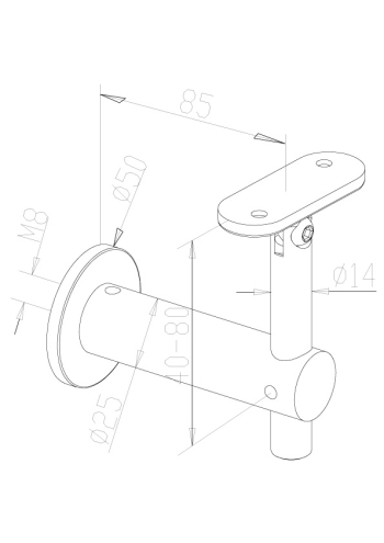 Adjustable Handrail Brackets - Model 0435 - Flat CAD Drawing